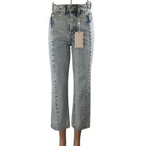 NEW Revice Women's Blue Acid Wash High Waisted Flare Cropped Denim Jeans Size 26